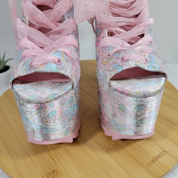 SANRIO x YRU Ballet Bae Little Twins lace up platform fairy cosplay chunky heels - Picture 6 of 13